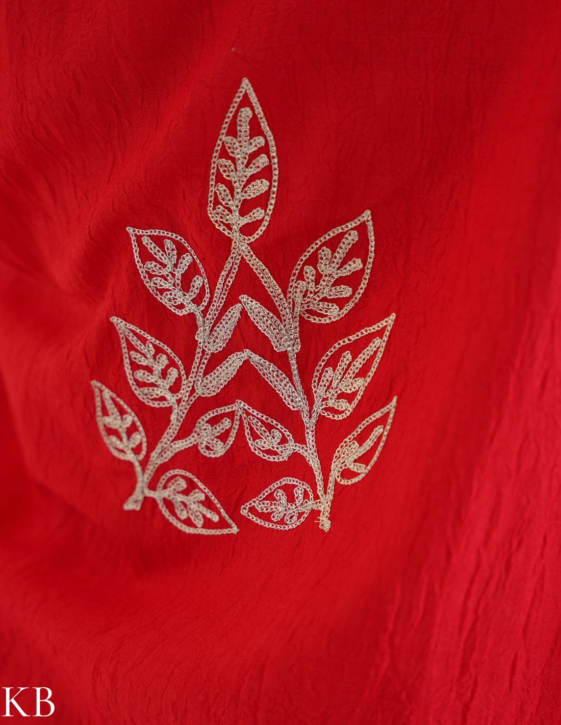 Vibrant Red Zari Embroidered Cotton Kaftan Set | Comfortable Loose-Fit Coordinated Outfit | Summer Ethnic Wear - Kashmir Box