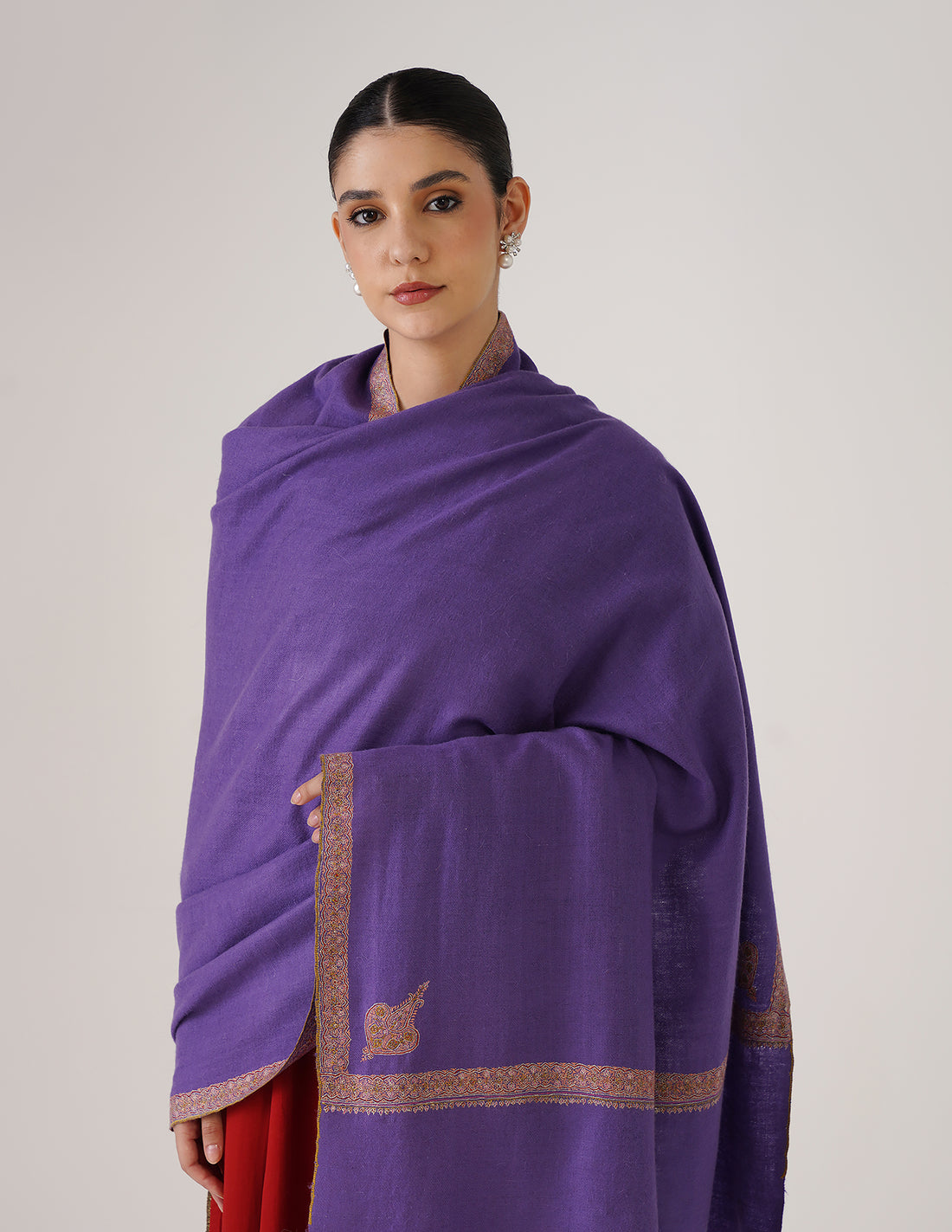 Kashmiri Handwoven Pashmina Sozni Shawl Hashidaar – Lavender | Handwoven Heritage - Kashmir Box