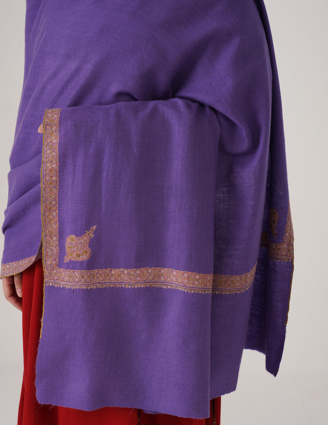 Kashmiri Handwoven Pashmina Sozni Shawl Hashidaar – Lavender | Handwoven Heritage - Kashmir Box