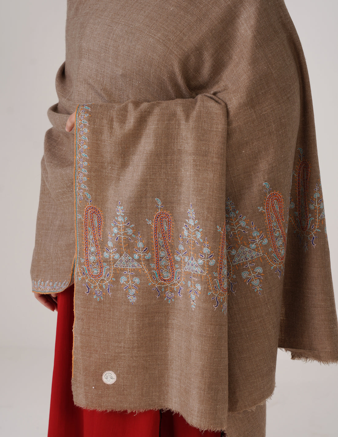 Kashmiri Handwoven Pashmina Sozni Shawl Paldaar – Natural | Handwoven Heritage - Kashmir Box