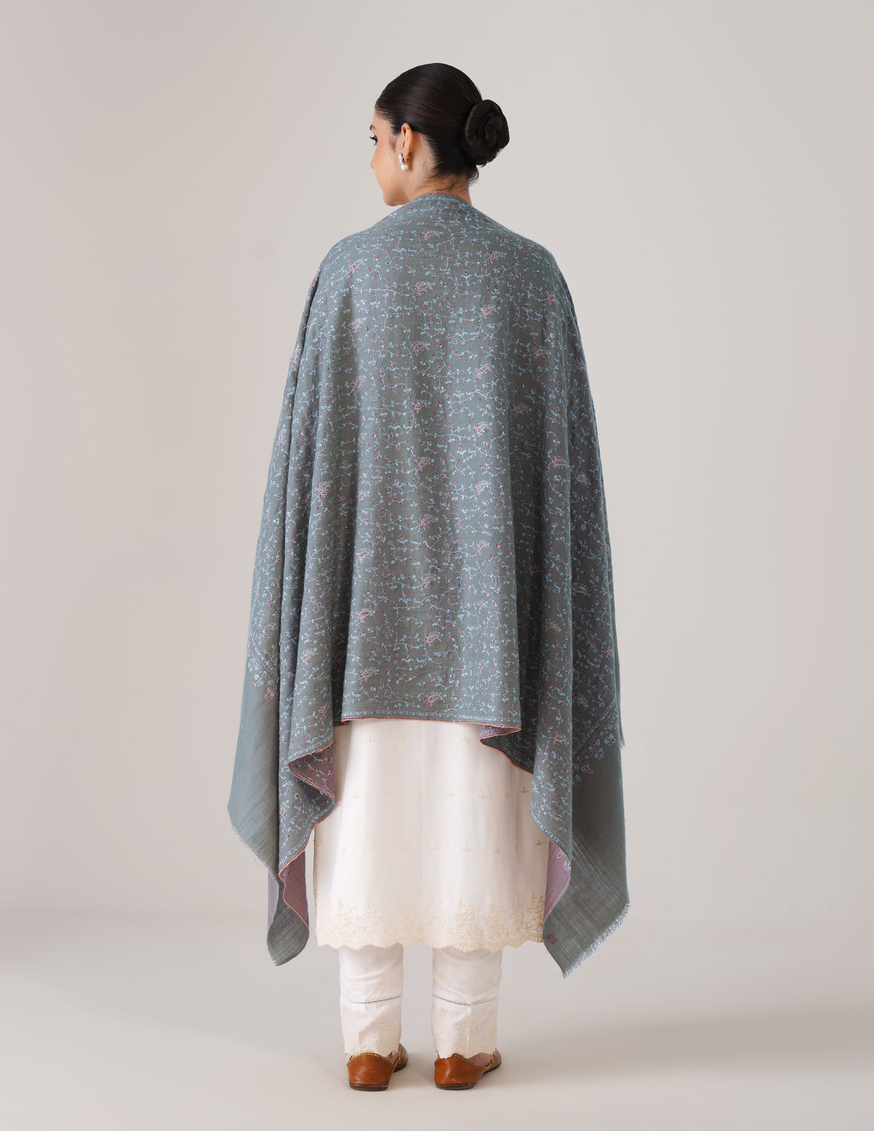 Kashmiri Handwoven Pashmina Sozni-Tilla Shawl – Olive Green | Heritage Luxury - Kashmir Box