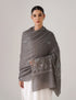 Kashmiri Handwoven Pashmina Sozni Shawl Bootidar – Grey | Blue & Light Grey Heritage - Kashmir Box