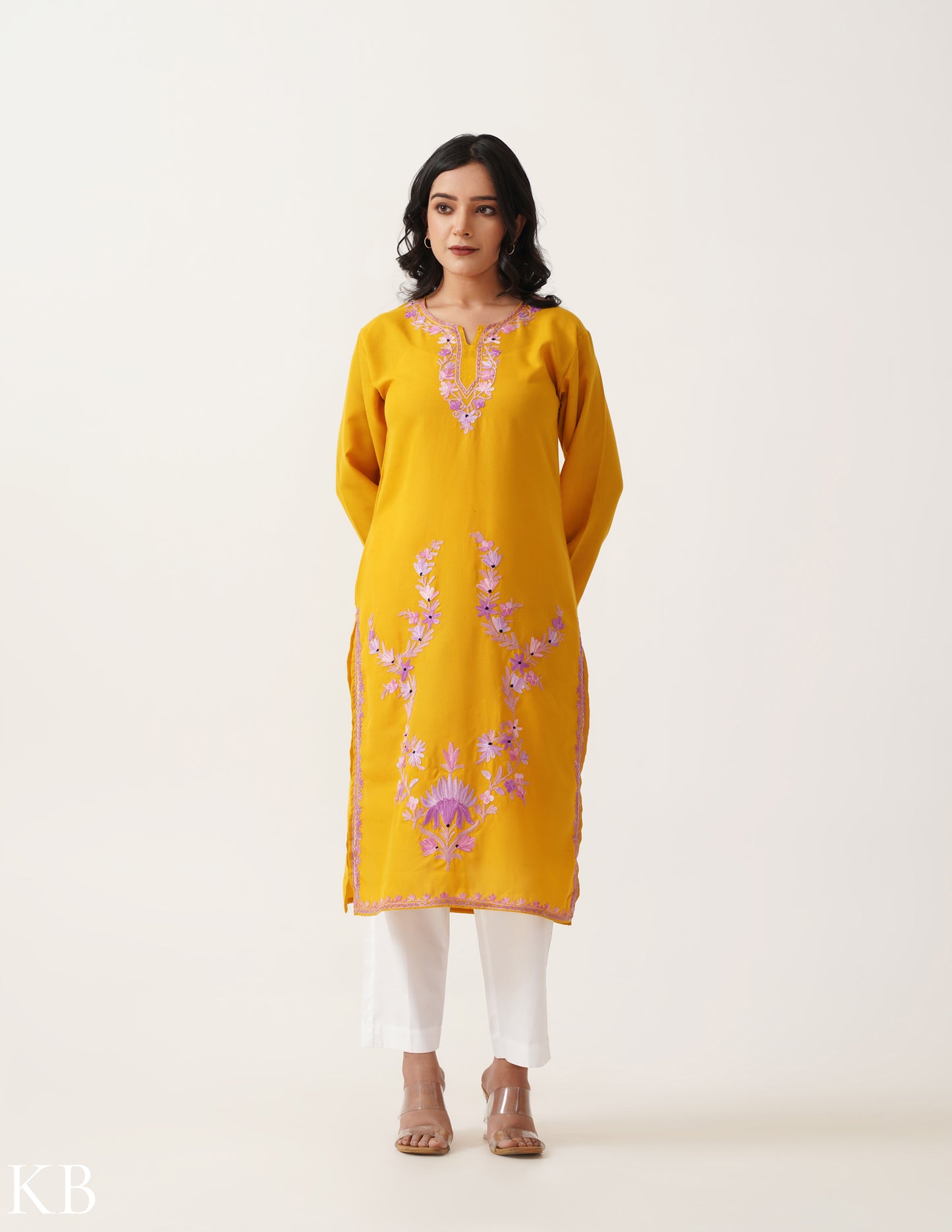 Amber Aari Embroidered Cotton Kurti - Kashmir Box