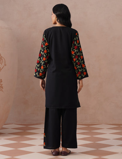 Black Cotton Coordset – Vibrant Multicolor Aari Work | Versatile Ethnic Wear - Kashmir Box