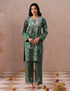 Olive Green Kashmiri Aari Embroidered Cambric Cotton Co-ord Set for Women | Casual Ethnic Wear - Kashmir Box