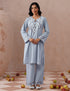 Light Blue Poplin Coordset – Brown & White Aari Embroidery | Office Ethnic Wear - Kashmir Box