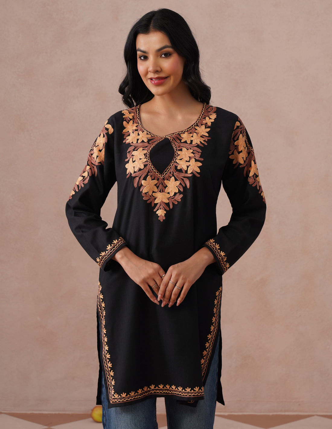 Black Cotton Kurti – Classic Plain Style | Versatile Daily Ethnic Wear - Kashmir Box