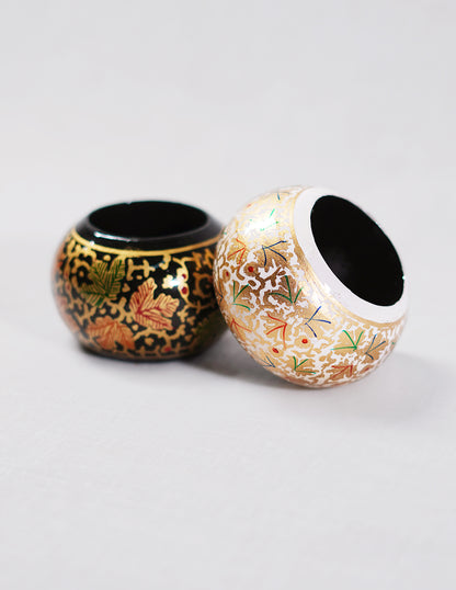 Handmade Kashmir Papier-Mâché Tissue Holder — Hand-Painted Design | Ø 3.5 cm × 3.5 cm (H)