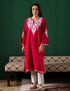 Kashmiri White Aari Embroidered Woollen Phiran – Pink | Timeless Winter Wear - Kashmir Box
