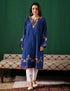Kashmiri Purple & Green Aari Embroidered Woollen Phiran – Blue | Timeless Winter Wear - Kashmir Box
