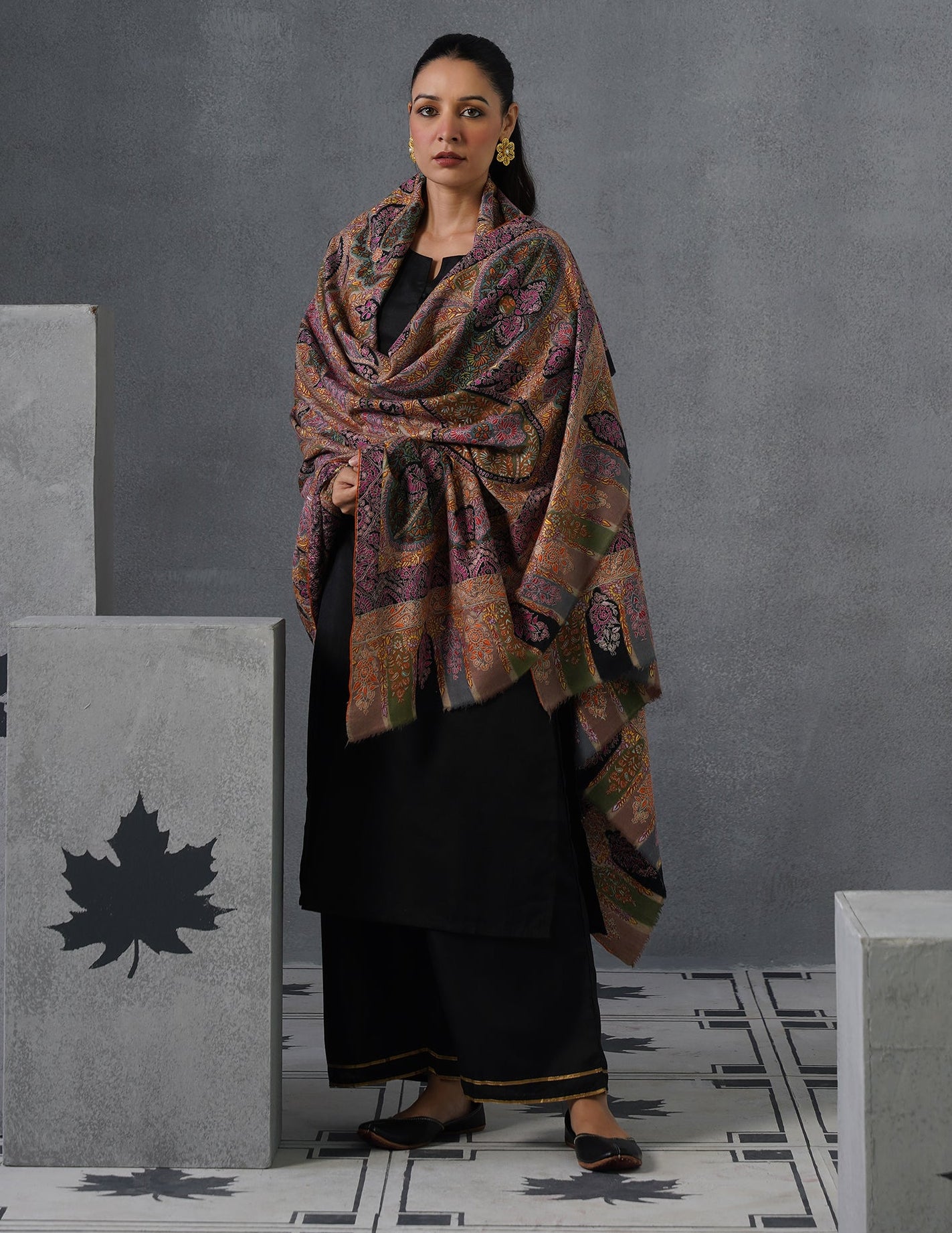 Kashmiri Handwoven Pashmina Kalamkaari Sozni Shawl – Multicoloured | Handwoven Heritage - Kashmir Box