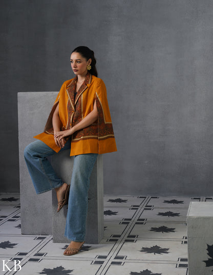 Nayaab Kashmiri Sozni Embroidered Woollen Jacket – Mustard - Kashmir Box