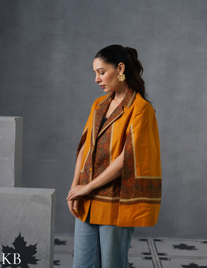 Nayaab Kashmiri Sozni Embroidered Woollen Jacket – Mustard - Kashmir Box