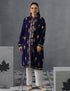Nayaab Kashmiri Aari Embroidered Long Winter Jacket – Blue | Festive Wear - Kashmir Box