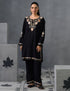 Kashmiri Aari Embroidered Woollen Coordset – Black - Kashmir Box