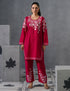 Kashmiri Baby Pink Aari Embroidered Woollen Coordset – Pink | Elegant Winter Wear - Kashmir Box