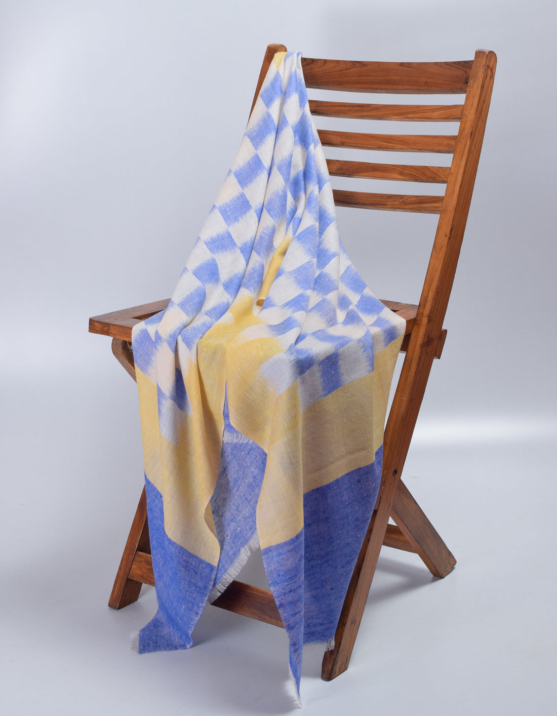 Handwoven Check Ikat Pattern Cashmere Pashmina Stole - Kashmir Box