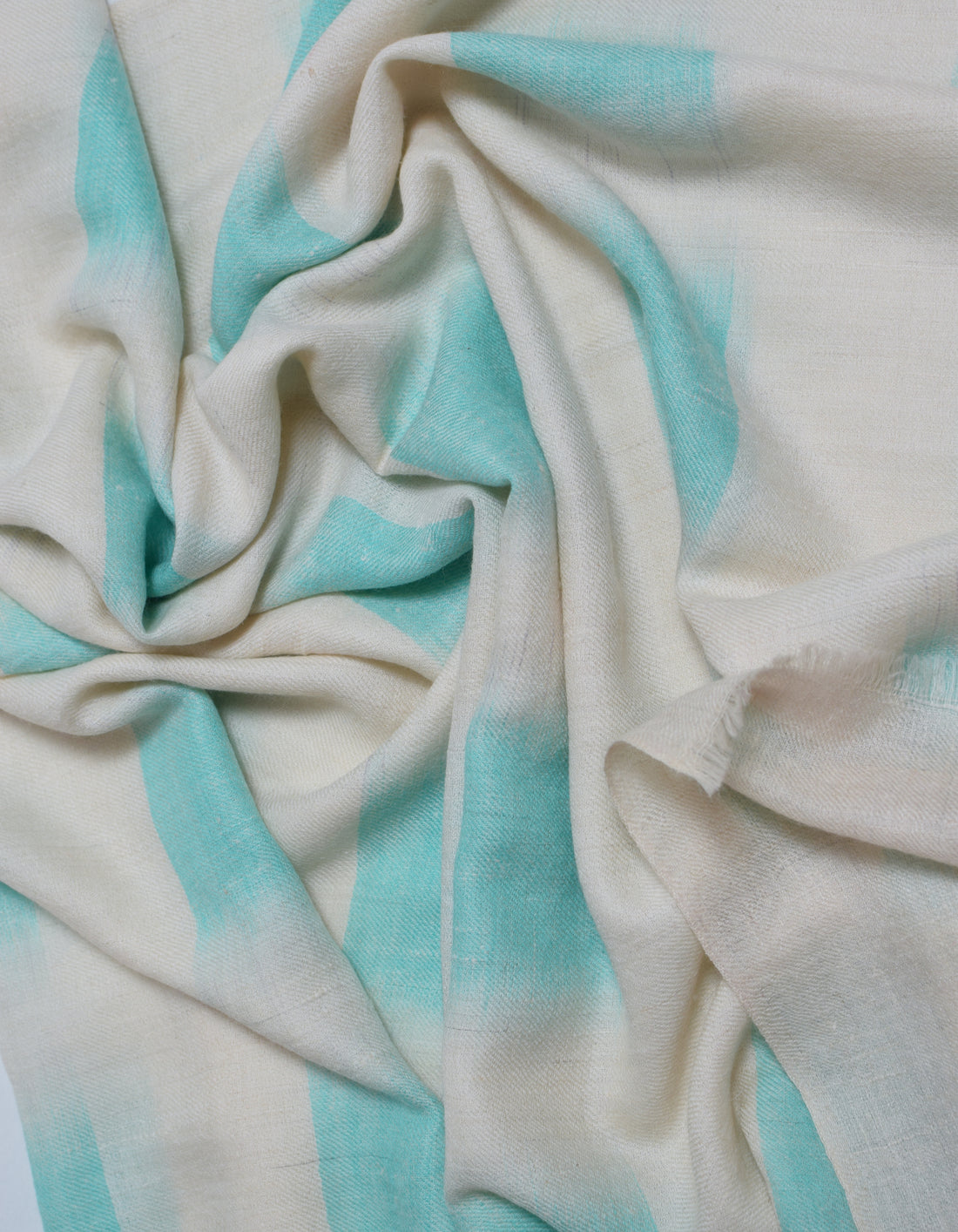 Handwoven Seafoam Ikat Pattern Cashmere Pashmina Stole - Kashmir Box