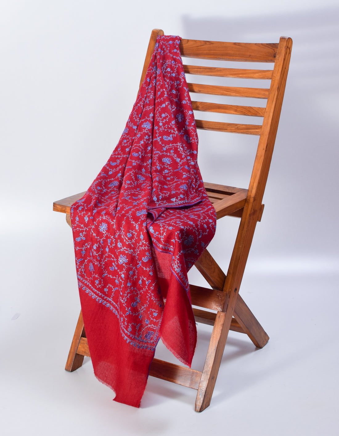 Maroon Handwoven Sozni Jaali Embroidered Cashmere Pashmina Stole - Kashmir Box
