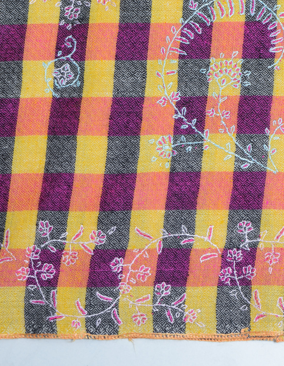 Modern Royal Check Multi-Pattern Handwoven Embroidered Cashmere Pashmina Stole - Kashmir Box