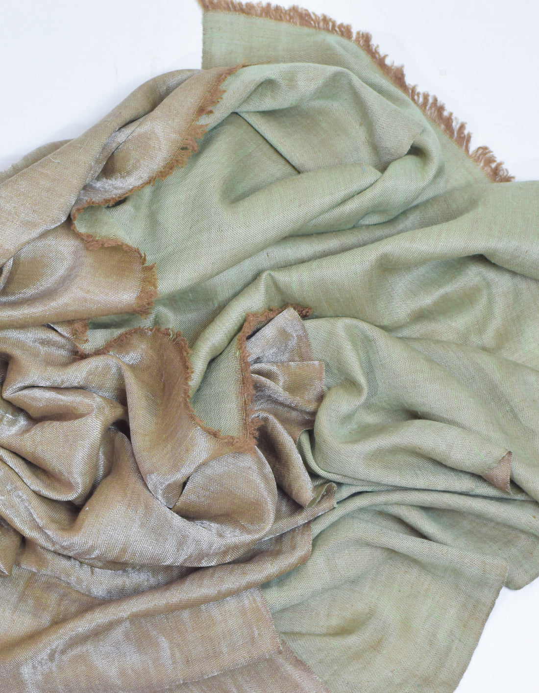 Hazel Silver Zari Handwoven Reversible Cashmere Pashmina Shawl - Kashmir Box