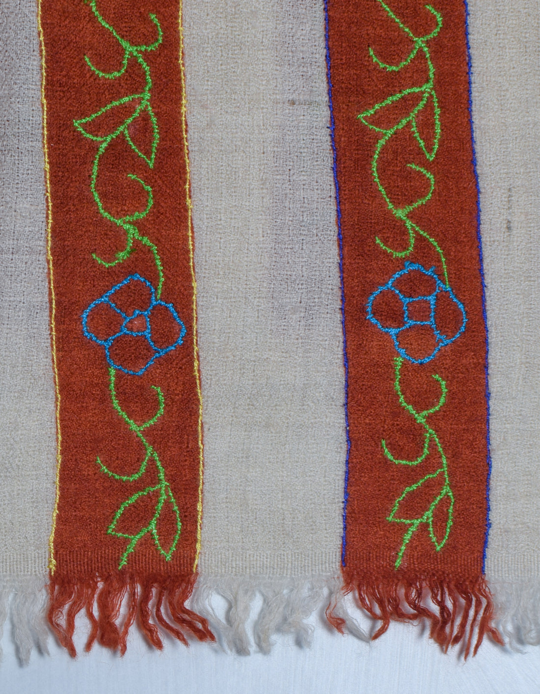 Rust Rose Handwoven Kani Pattern Embroidered Cashmere Pashmina Stole - Kashmir Box