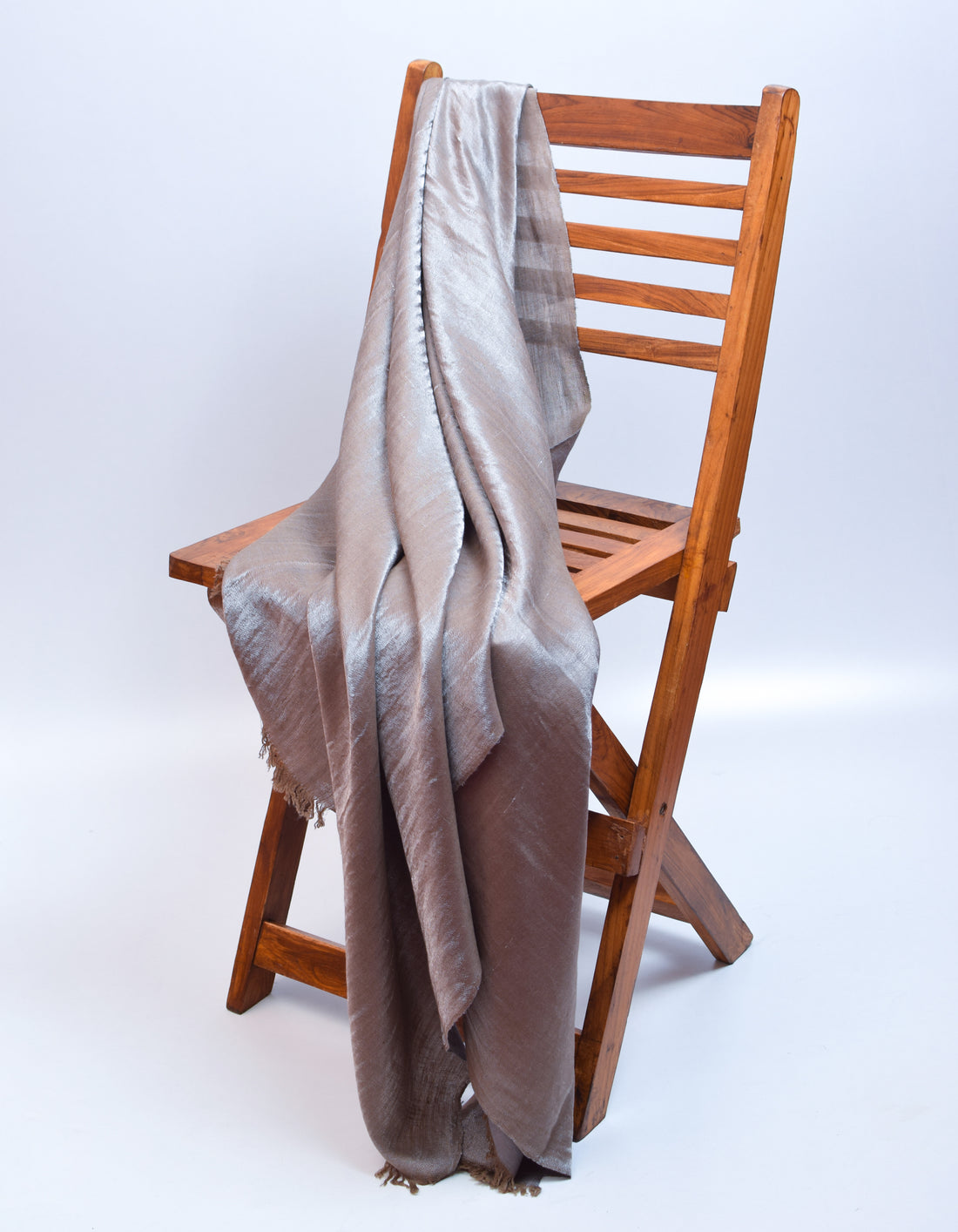 Grey Metallic Zari Handwoven Reversible Cashmere Pashmina Shawl - Kashmir Box