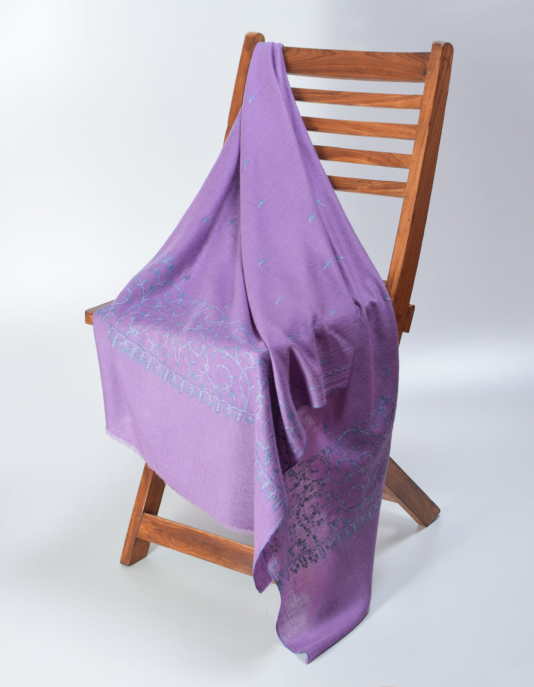 Lavender Handwoven Soft Embroidered Cashmere Pashmina Stole - Kashmir Box