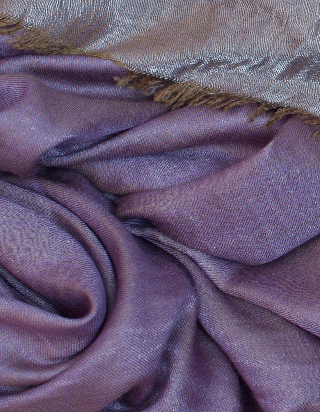 Saffron Silver Zari Handwoven Reversible Cashmere Pashmina Shawl - Kashmir Box