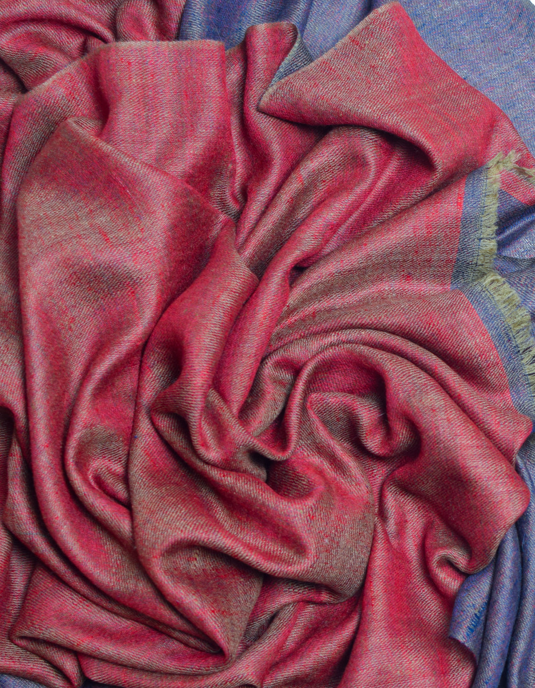 Maroon Berry Handwoven Reversible Cashmere Pashmina Shawl - Kashmir Box