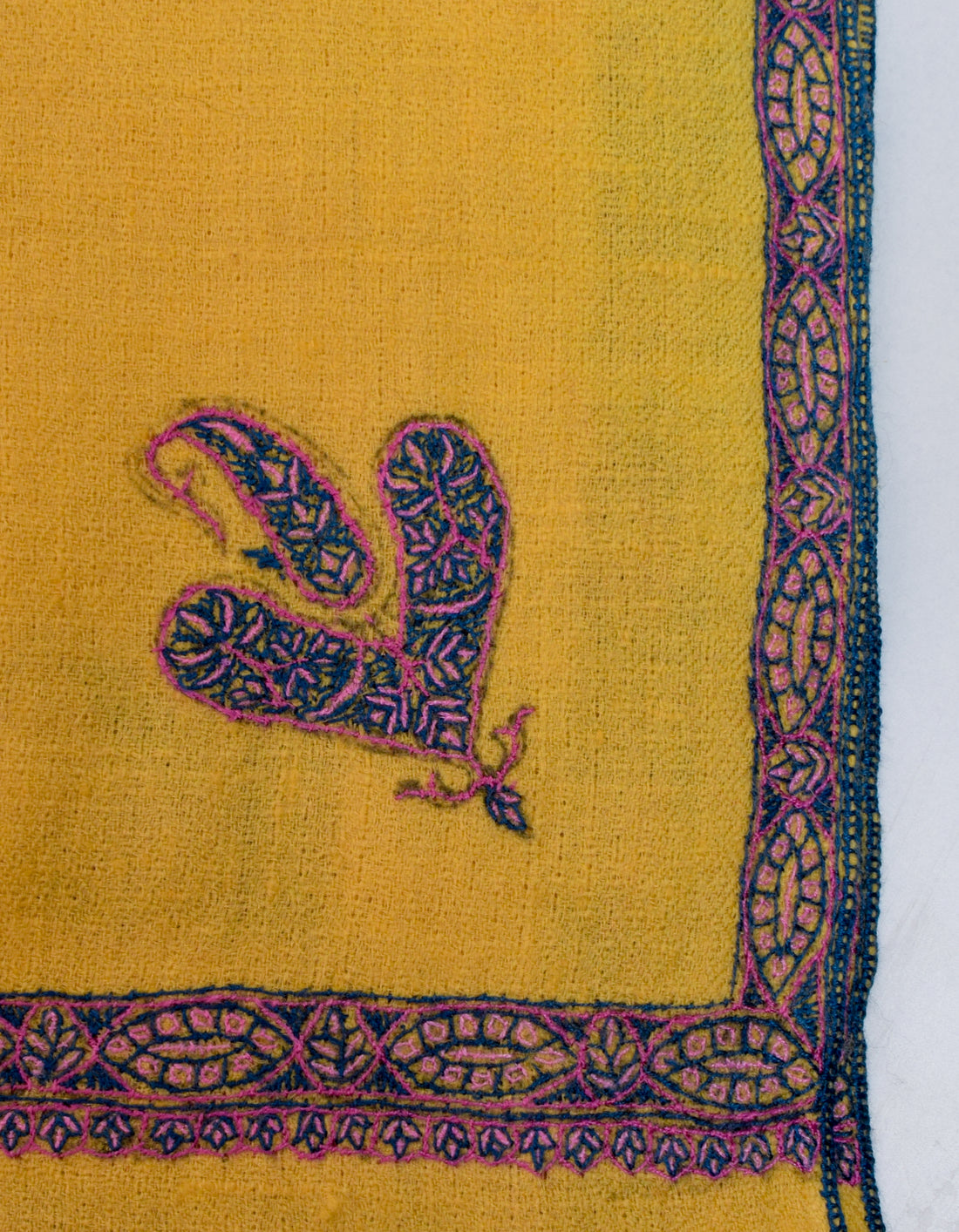 Sunshine Yellow Handwoven Sozni Embroidered Cashmere Pashmina Shawl - Kashmir Box