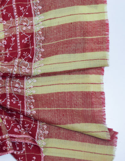 Multi-Pattern Check Handwoven Pastel Embroidered Cashmere Pashmina Stole - Kashmir Box