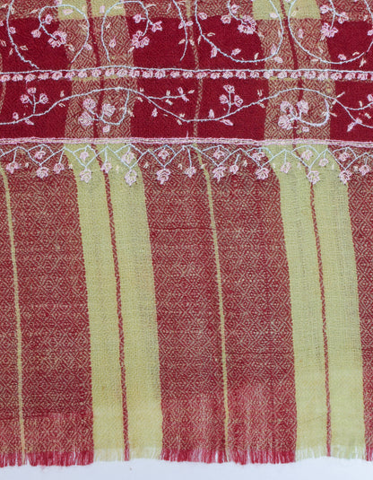 Multi-Pattern Check Handwoven Pastel Embroidered Cashmere Pashmina Stole - Kashmir Box