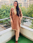 Rang-e-Khizan Golden Chestnut Zari Phiran