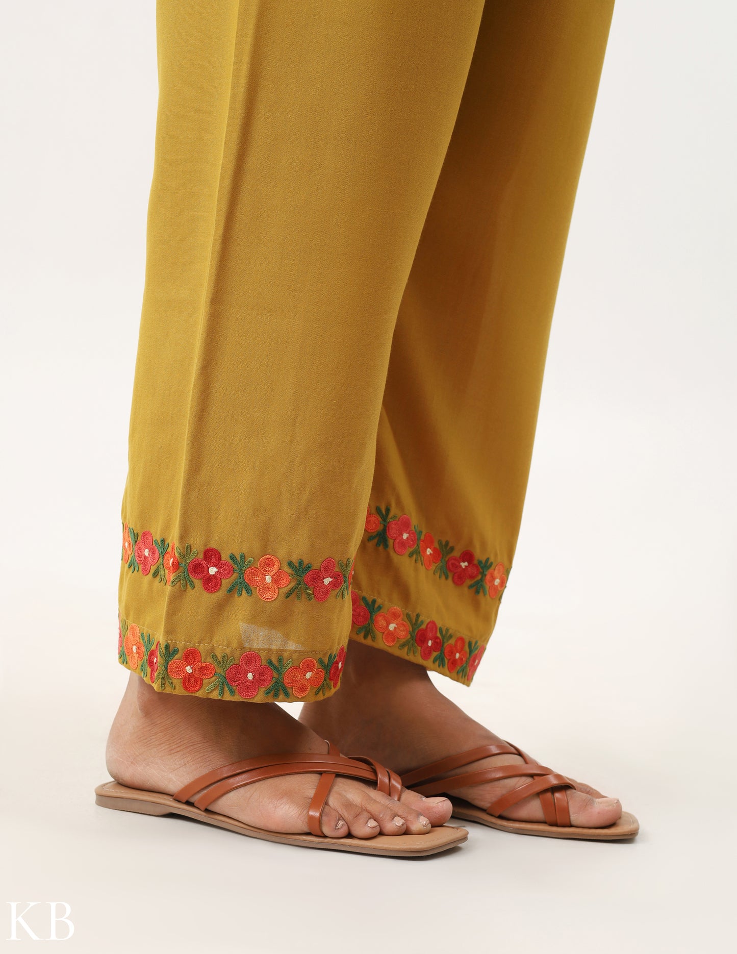 Mustard Yellow Cotton Embroidered Co-ord Set - Kashmir Box