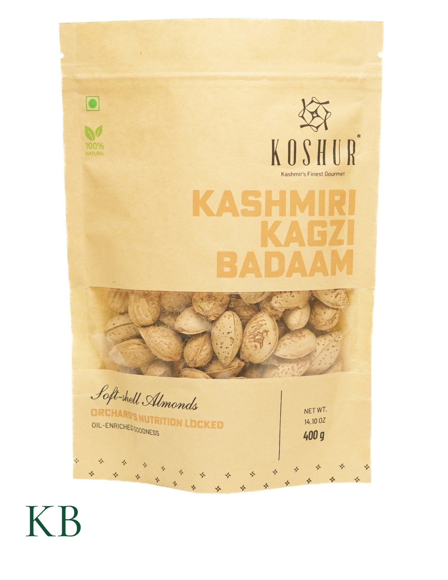 Koshur - Kagzi Badaam | Soft-Shell Kashmiri Almonds | Protein Rich | High in Natural Oils | Nuts &amp; Dry Fruits - Kashmir Box
