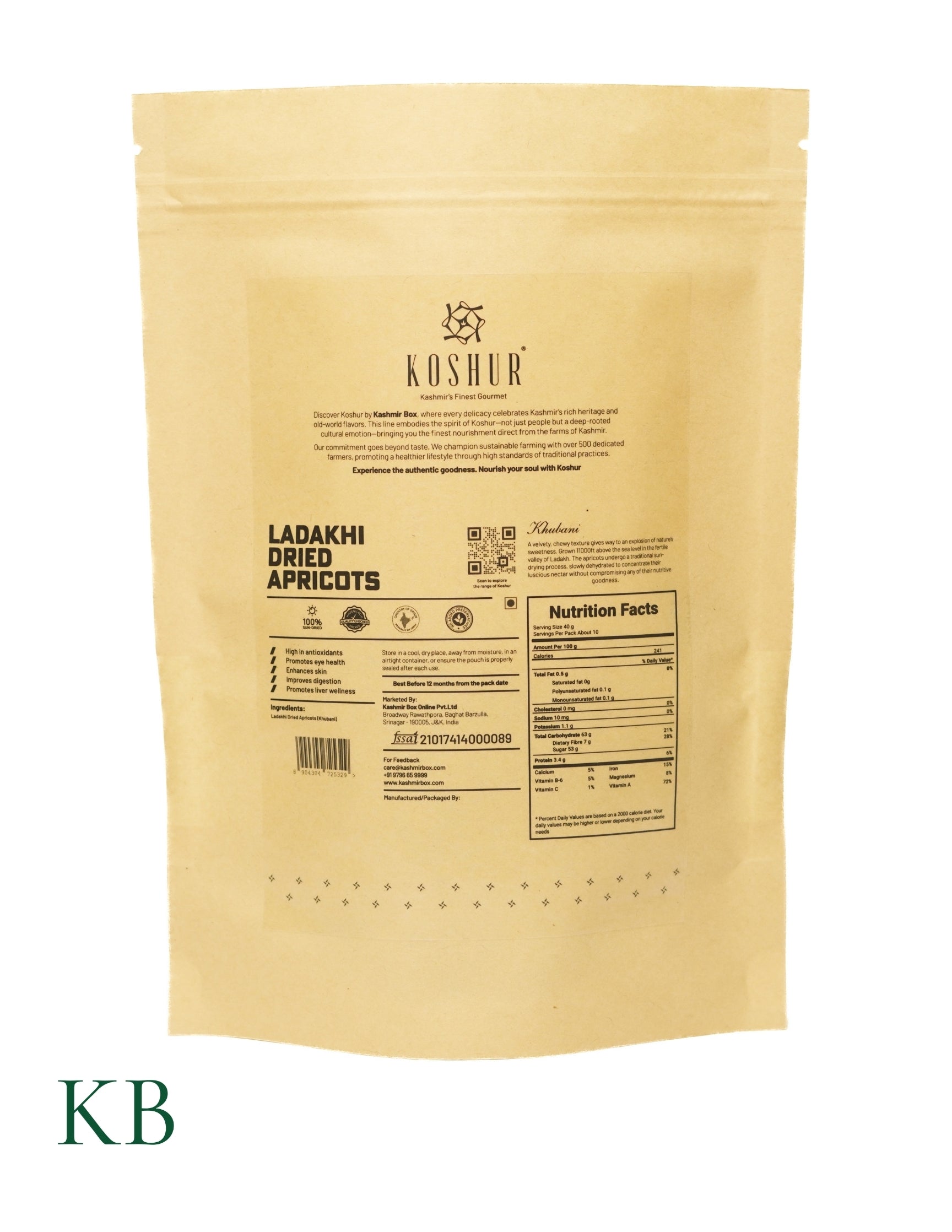 Koshur - Ladakhi Dried Apricots | Khubani | Khurmani | Nuts &amp; Dry Fruits | Dehydrated Fresh Apricots Fruit | Sun Dried Dry Fruit - Kashmir Box