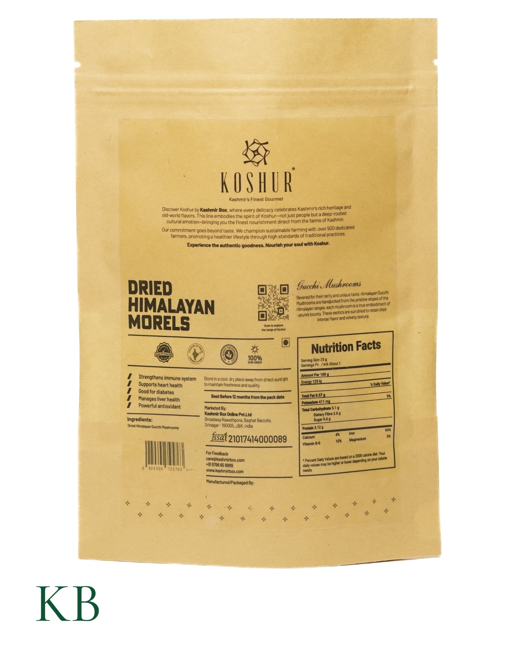 Koshur - Gucchi Mushrooms | Dried Himalayan Morels | Himalayan Origin | Exotic Produce | Naturally Sun Dried - Kashmir Box