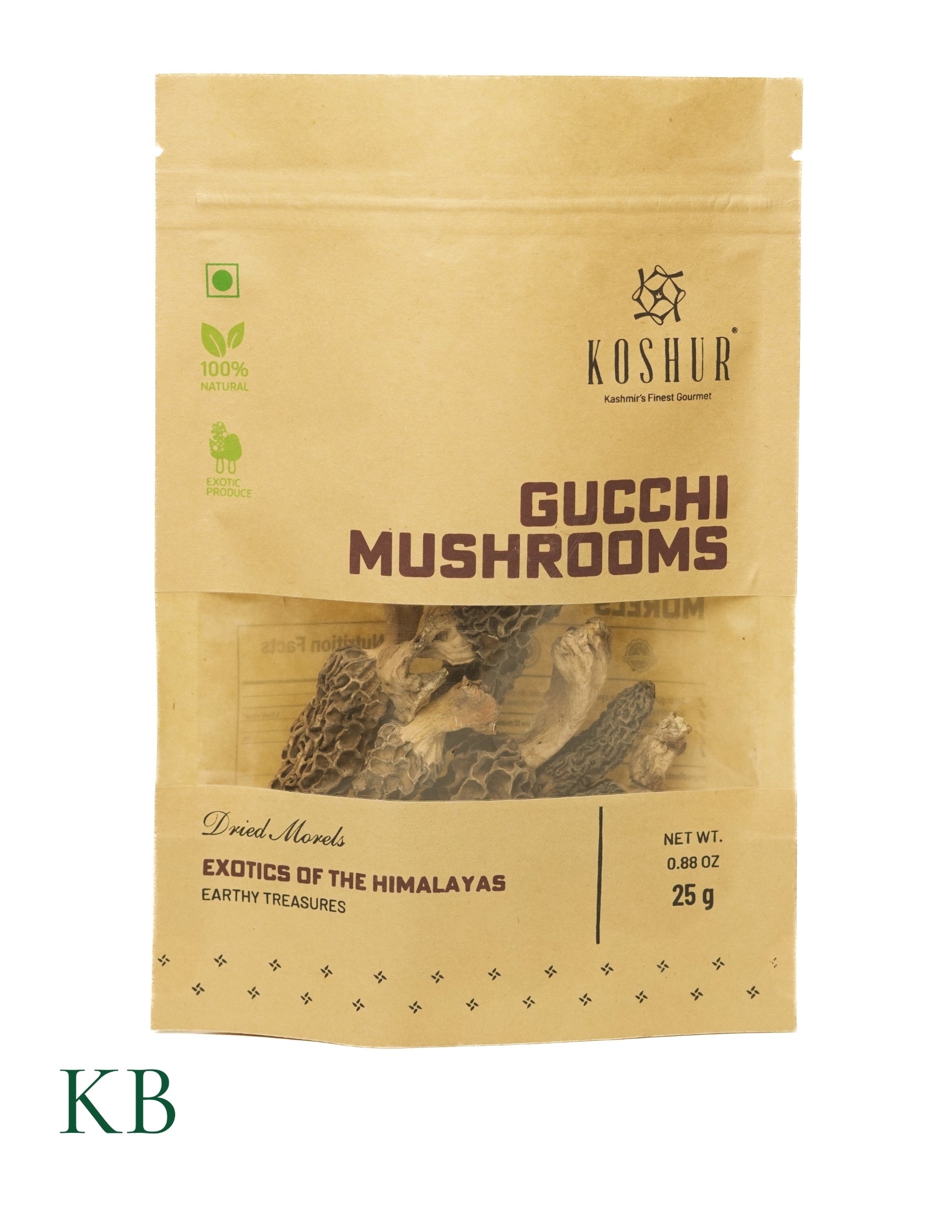 Koshur - Gucchi Mushrooms | Dried Himalayan Morels | Himalayan Origin | Exotic Produce | Naturally Sun Dried - Kashmir Box