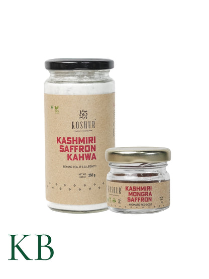 Koshur Kashmiri Kehwa Mix and Mongra Saffron Combo - Kashmir Box