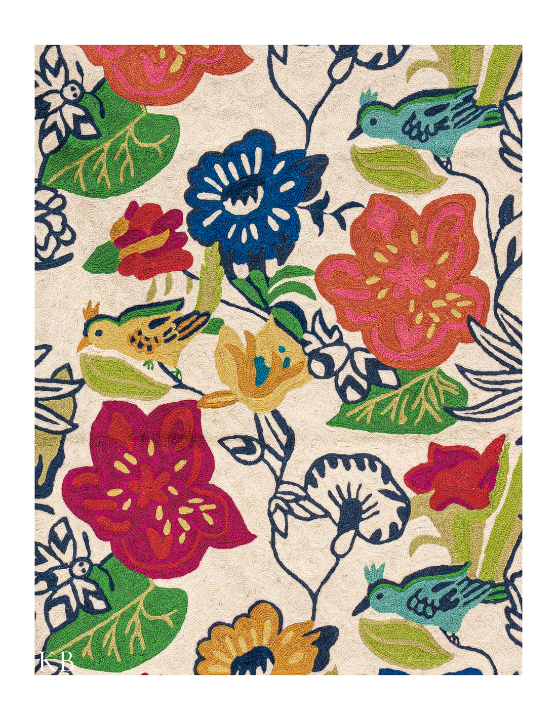 Diwan-e-Khas Modern Floral Edge Kashmiri Rug - Kashmir Box