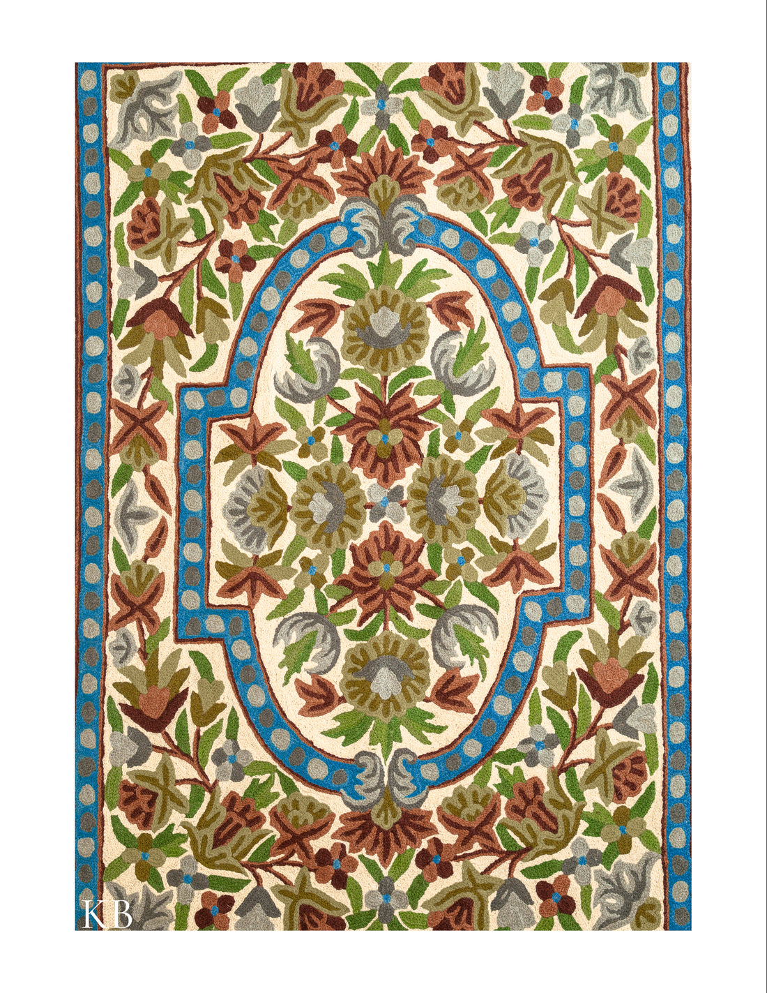 Diwan-e-Khas Classic Polka Kashmiri Rug - Kashmir Box