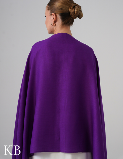 Royal Purple Woollen Stole with Lavender Aari Embroidery | Everyday Elegance - Kashmir Box