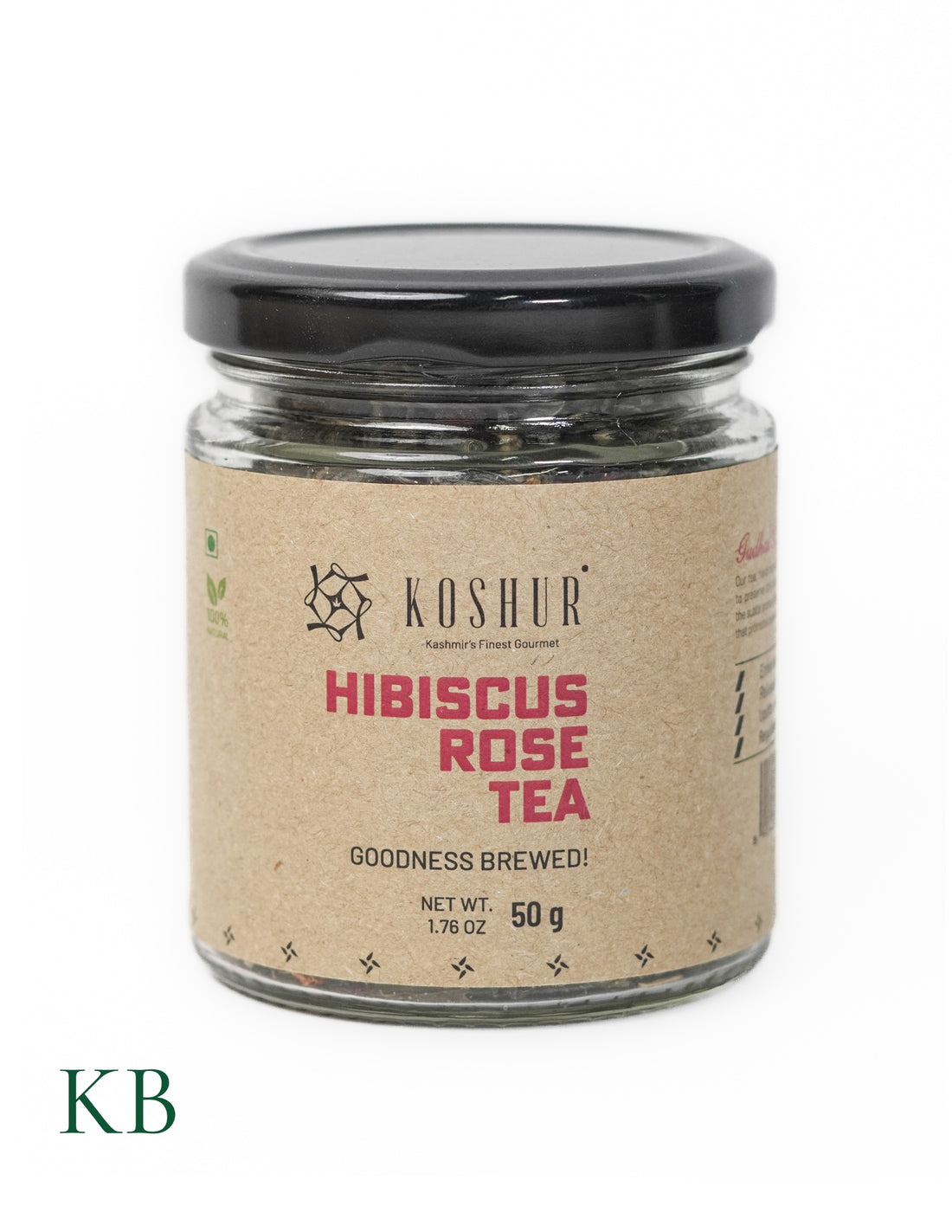 Hibiscus Rose Tea | Gudhal Gulab Chai |Best Herbal Flower Tea | Green Tea Leaves| Skin Detox Tea | Refreshing Tea | Uplifts Mood  (50 g) - Kashmir Box