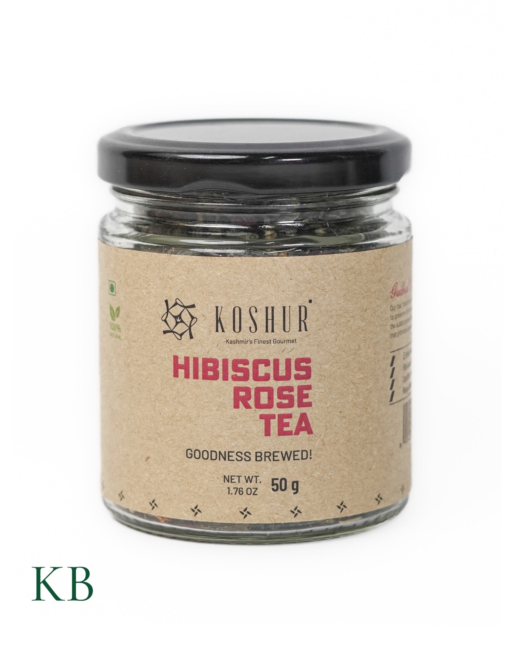 Hibiscus Rose Tea | Gudhal Gulab Chai |Best Herbal Flower Tea | Green Tea Leaves| Skin Detox Tea | Refreshing Tea | Uplifts Mood  (50 g) - Kashmir Box