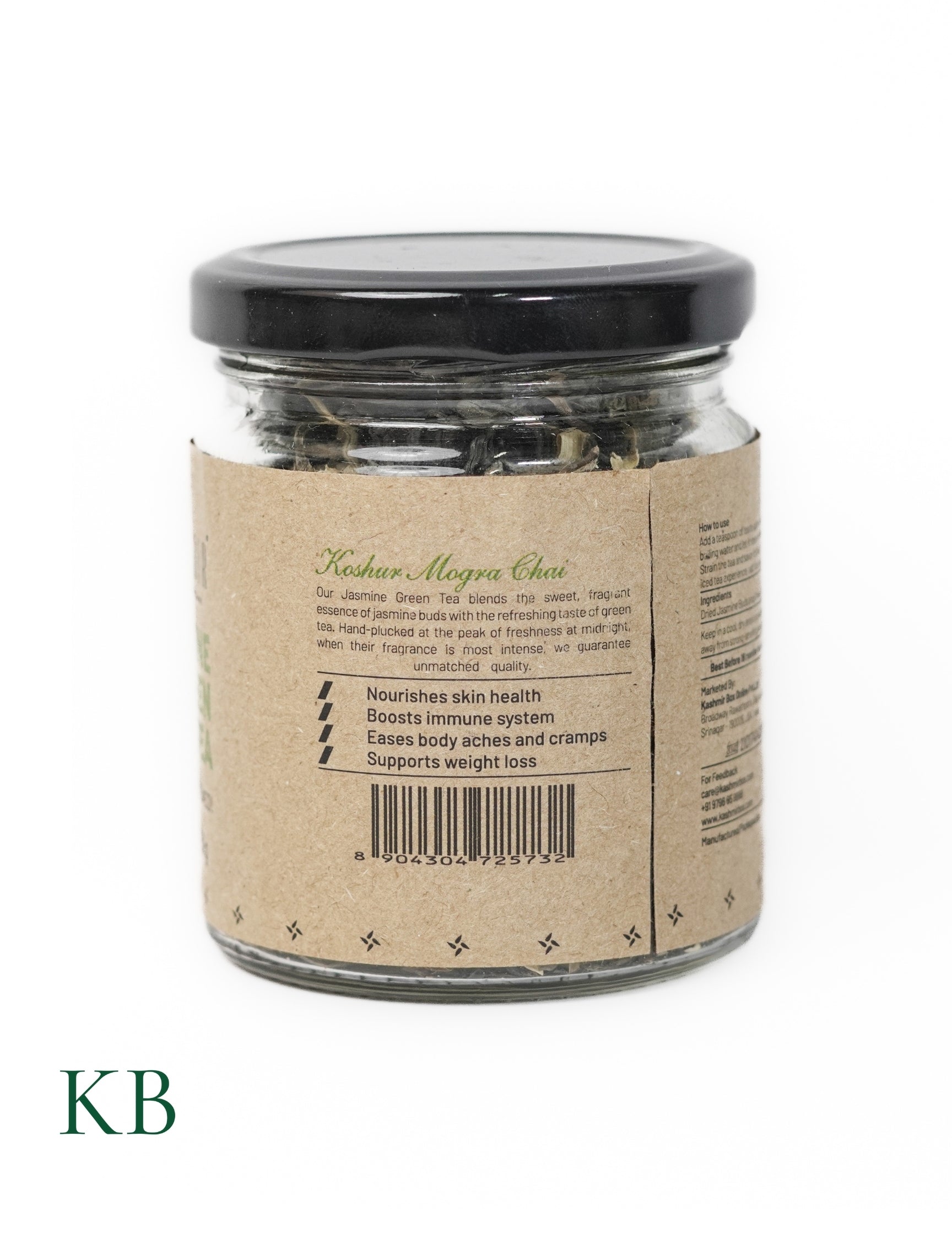 Jasmine Green Tea | Mogra Chai | Best Herbal Tea | Green Tea Leaves | Pure Flower Tea | 100% Natural Jasmine Buds | Calming Tea | Natural Calmer  (50 g) - Kashmir Box