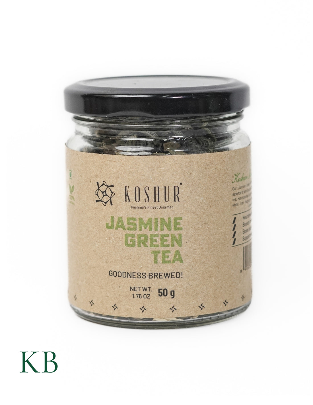 Jasmine Green Tea | Mogra Chai | Best Herbal Tea | Green Tea Leaves | Pure Flower Tea | 100% Natural Jasmine Buds | Calming Tea | Natural Calmer  (50 g) - Kashmir Box