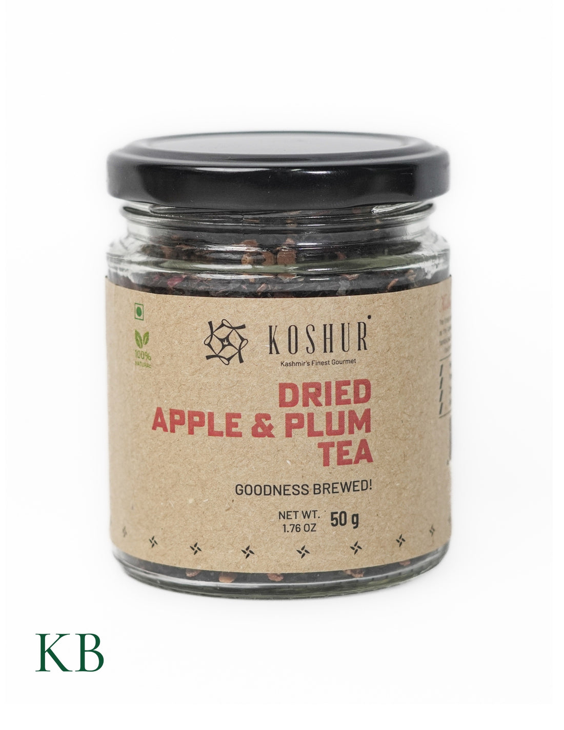 Dried Apple &amp; Plum Tea | Meva Chai  | Herbal Fruit Tea  | Dried Fresh Fruits | Black Tea Leaves | Wellness Tea | Kashmiri Apples and Plums (50 g) - Kashmir Box
