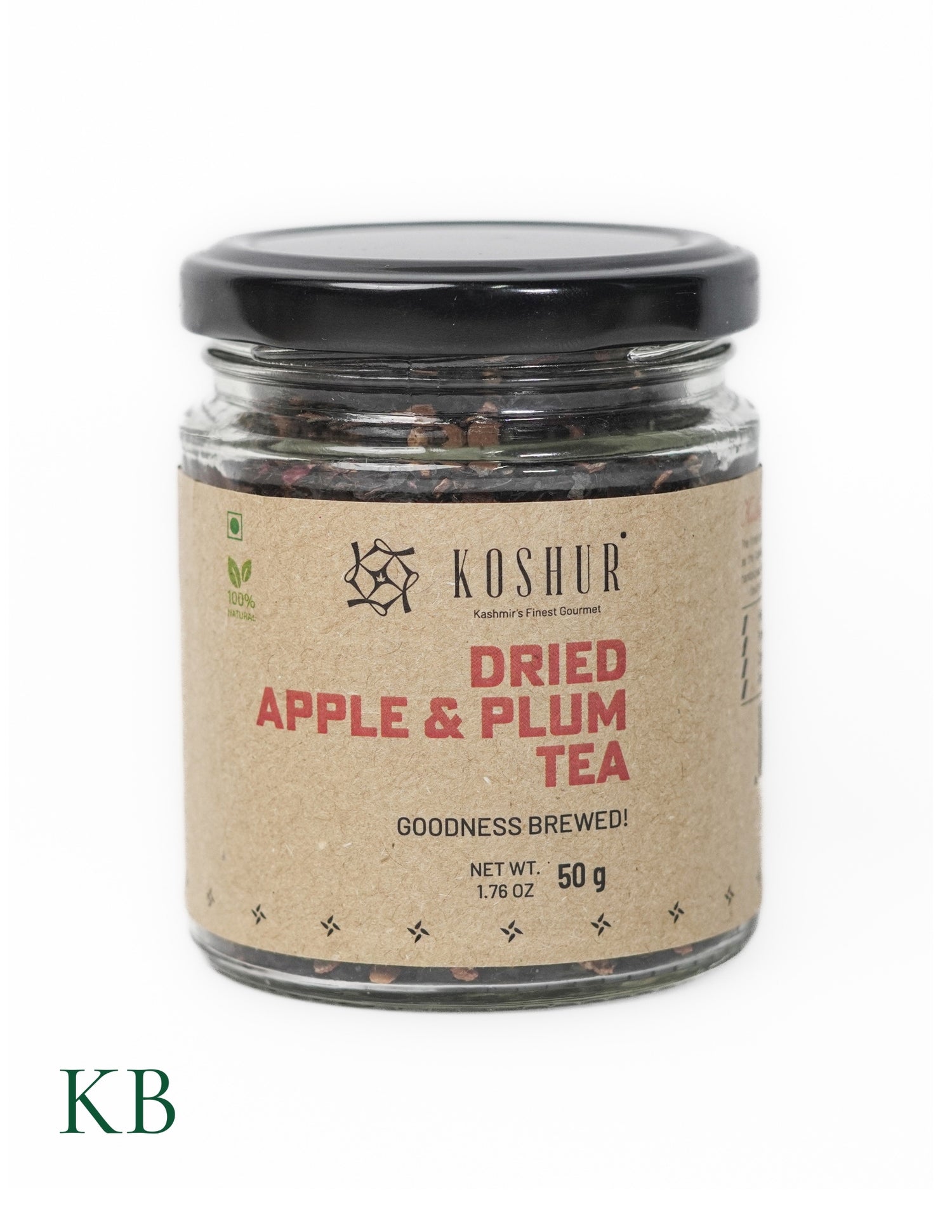 Dried Apple &amp; Plum Tea | Meva Chai  | Herbal Fruit Tea  | Dried Fresh Fruits | Black Tea Leaves | Wellness Tea | Kashmiri Apples and Plums (50 g) - Kashmir Box