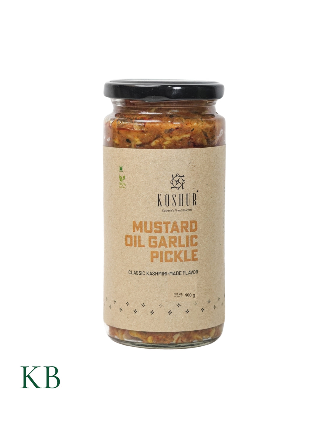 Mustard Oil Garlic Pickle | Sarson da Lahsun Achar |Farm Fresh Vegetables | Best Vegetable Pickle |Gourmet Healthy Pickles |Good for Digestion  (400 g) - Kashmir Box